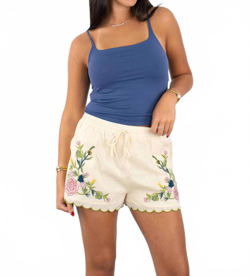 NEW BY TOGETHER monique embroidered high waist short in natural